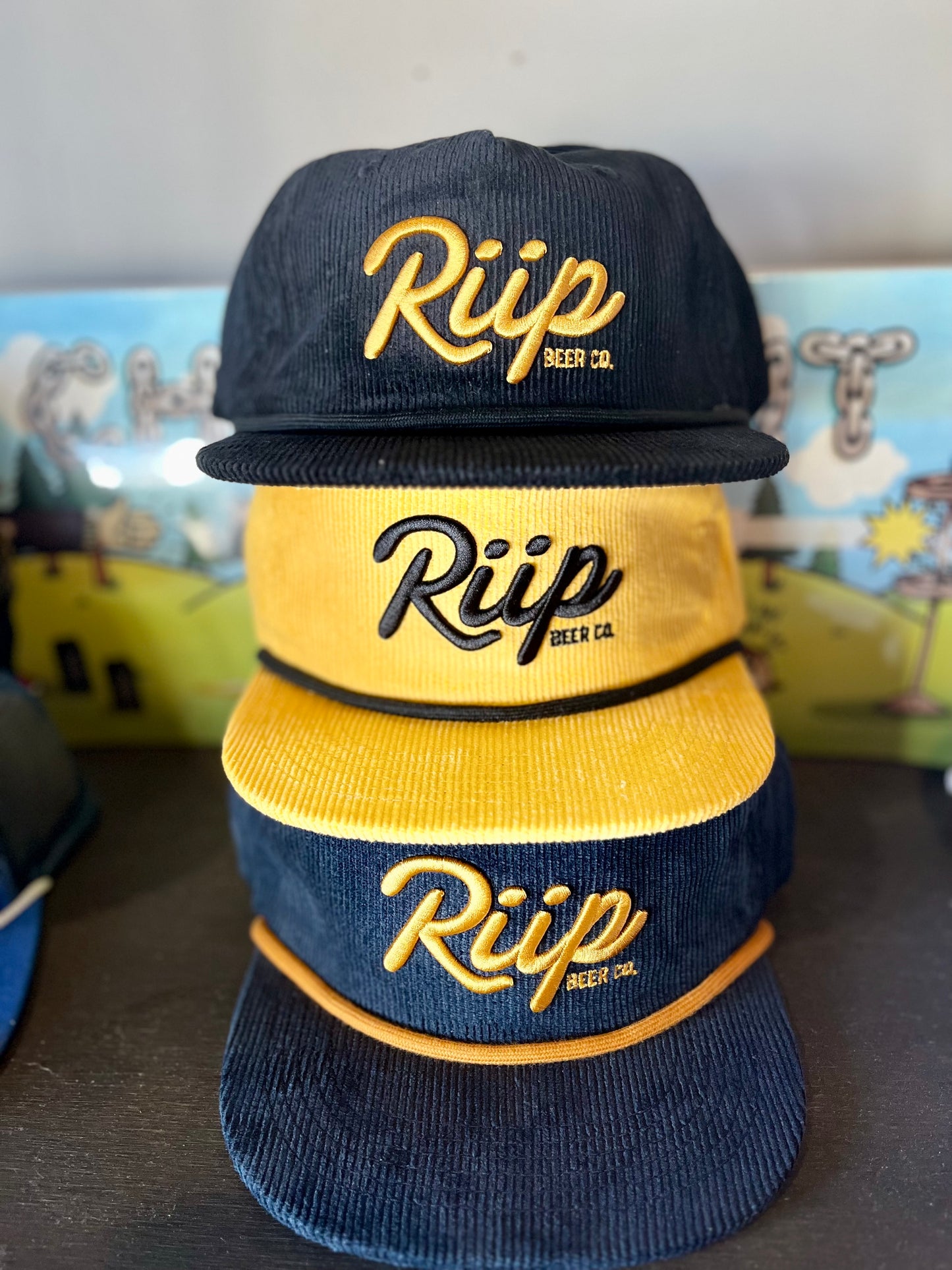 Hat | Riip Cursive Corduroy | Gold / Navy