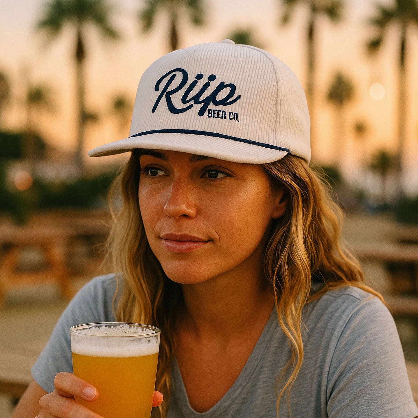Hat | Riip Cursive Corduroy | Cream & Navy