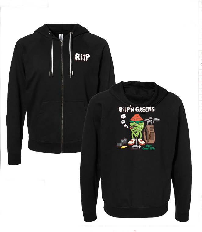 Hoodie Light Weight Zip Up | Riip N Greens | Black