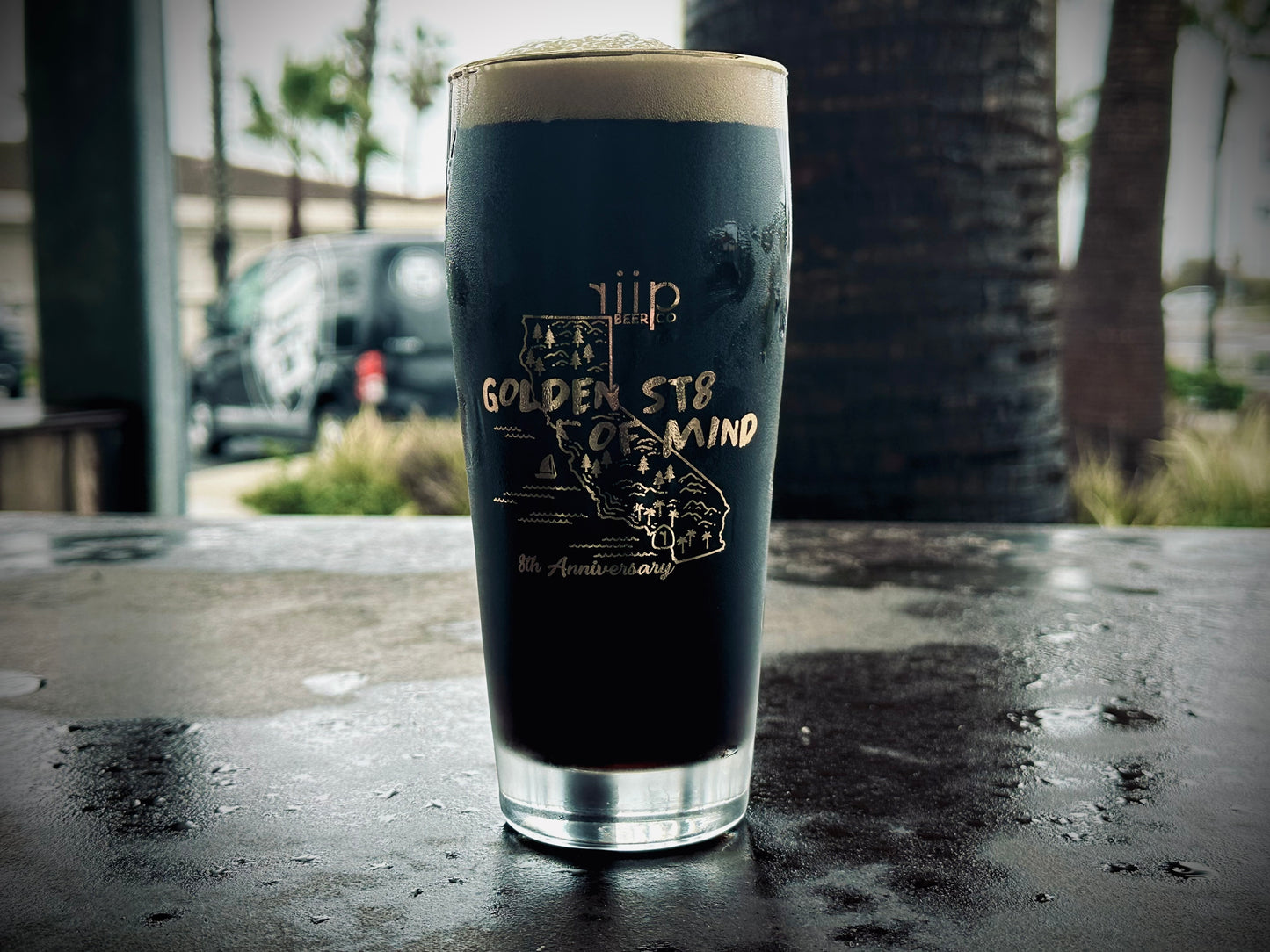 Pint Glass | Golden ST8 of Mind (8 Year Anniversary) Gold Rimmed